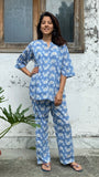 cotton loungewear pyjama sets relax in our stylish kurta pyjama mr crab pyjama set light blue with white crabs printed on