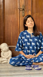 cotton loungewear pyjama sets relax in our stylish kurta pyjama nandi pyjama set indigo with white pattern