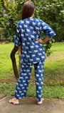 cotton loungewear pyjama sets relax in our stylish kurta pyjama nandi pyjama set indigo with white pattern