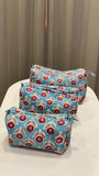 Turquoise Cotton Wash Bags (A Set of Three)
