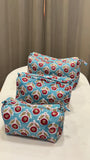 Turquoise Cotton Wash Bags (A Set of Three)