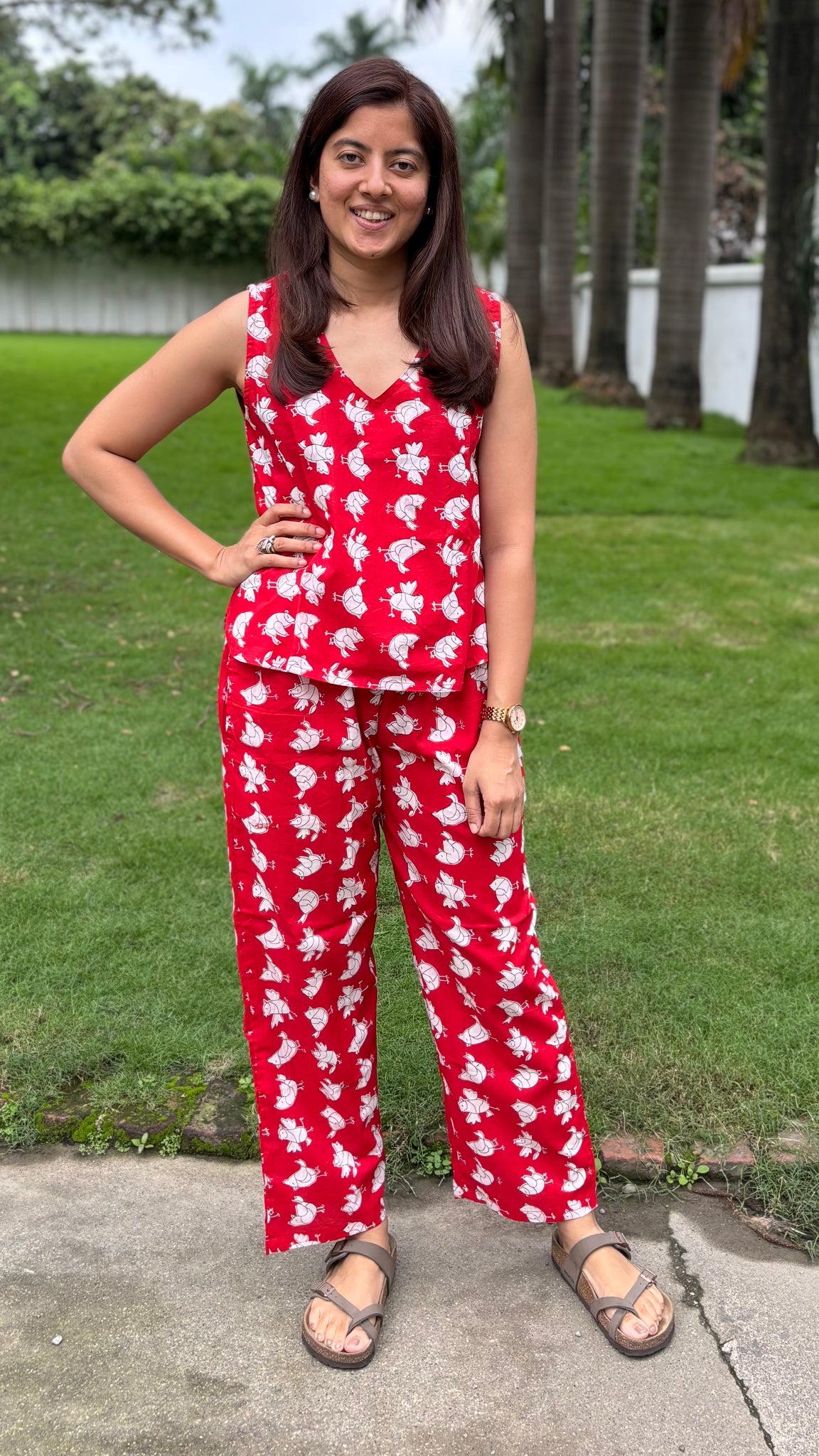 Sleeveless Panchhi Pyjama Set