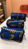 Electric Blue Cotton Wash Bags (A Set of Three)