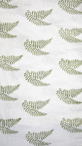 cotton loungewear kaftan top with matching straight pants Kairi Kafjama white with light olive color leaf pattern