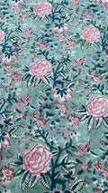  cotton loungewear kaftan top with matching straight pants kudrat kafjama light blue with pink and teal floral pattern