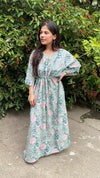 cotton loungewear kaftans that are light and breezy kudrat kaftan light blue with pink and teal floral pattern