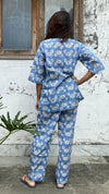 cotton loungewear pyjama sets relax in our stylish kurta pyjama mr crab pyjama set light blue with white crabs printed on