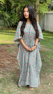 cotton loungewear kaftans that are light and breezy naaz kaftan teal with white/red print