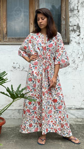 cotton loungewear kaftans that are light and breezy noor kaftan white with red and green floral print