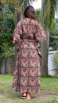 cotton loungewear kaftans that are light and breezy shama kaftan dark brown with print