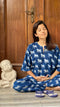 cotton loungewear pyjama sets relax in our stylish kurta pyjama nandi pyjama set indigo with white pattern